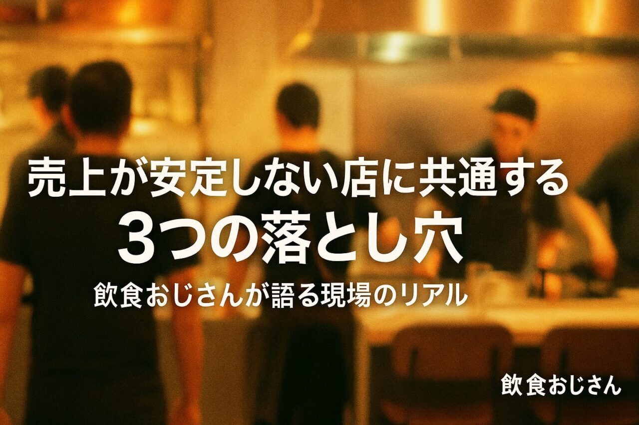 売上が安定しない飲食店に共通する3つの落とし穴を解説する記事のアイキャッチ画像|飲食おじさん