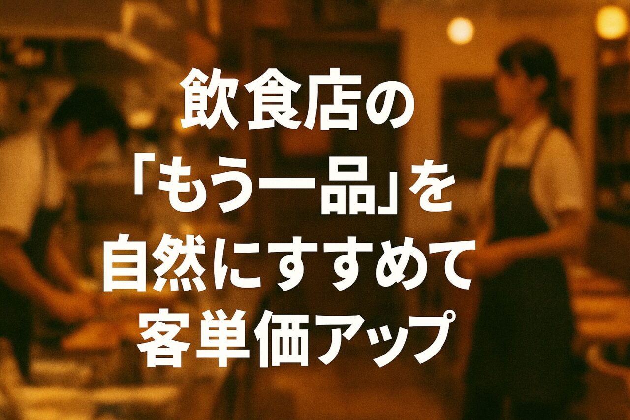 飲食店で「もう一品」を自然にすすめる声かけによる客単価アップを解説する記事のアイキャッチ画像